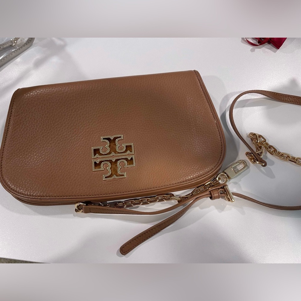 Tory Burch Tan Leather Clutch/Crossbody Bag